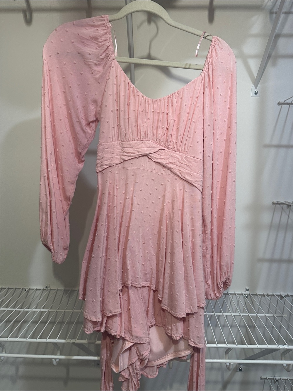 Altar'd State Pink Swiss Dot Mini Dress